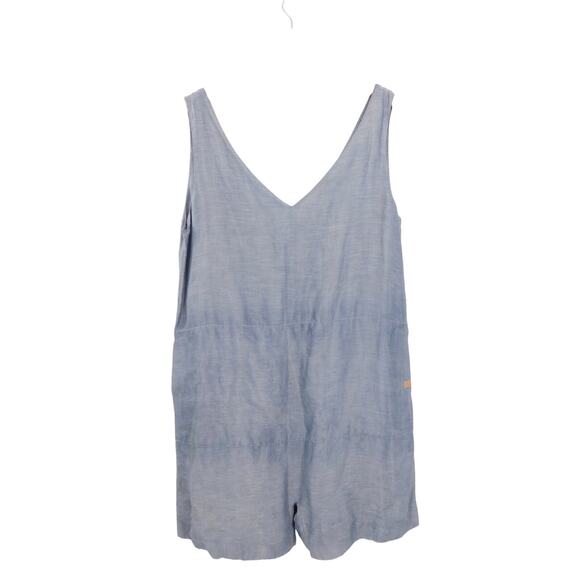 LUNYA Women's Blue Striped Pajama Linen‎ Silk Loungewear Romper Size S Luxury - Picture 2 of 4